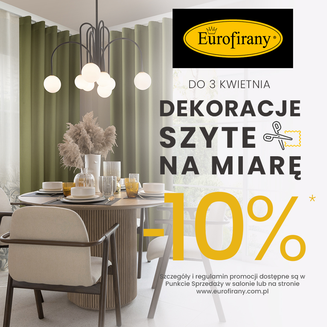 EUROFIRANY: -10% na dekoracje szyte na wymiar