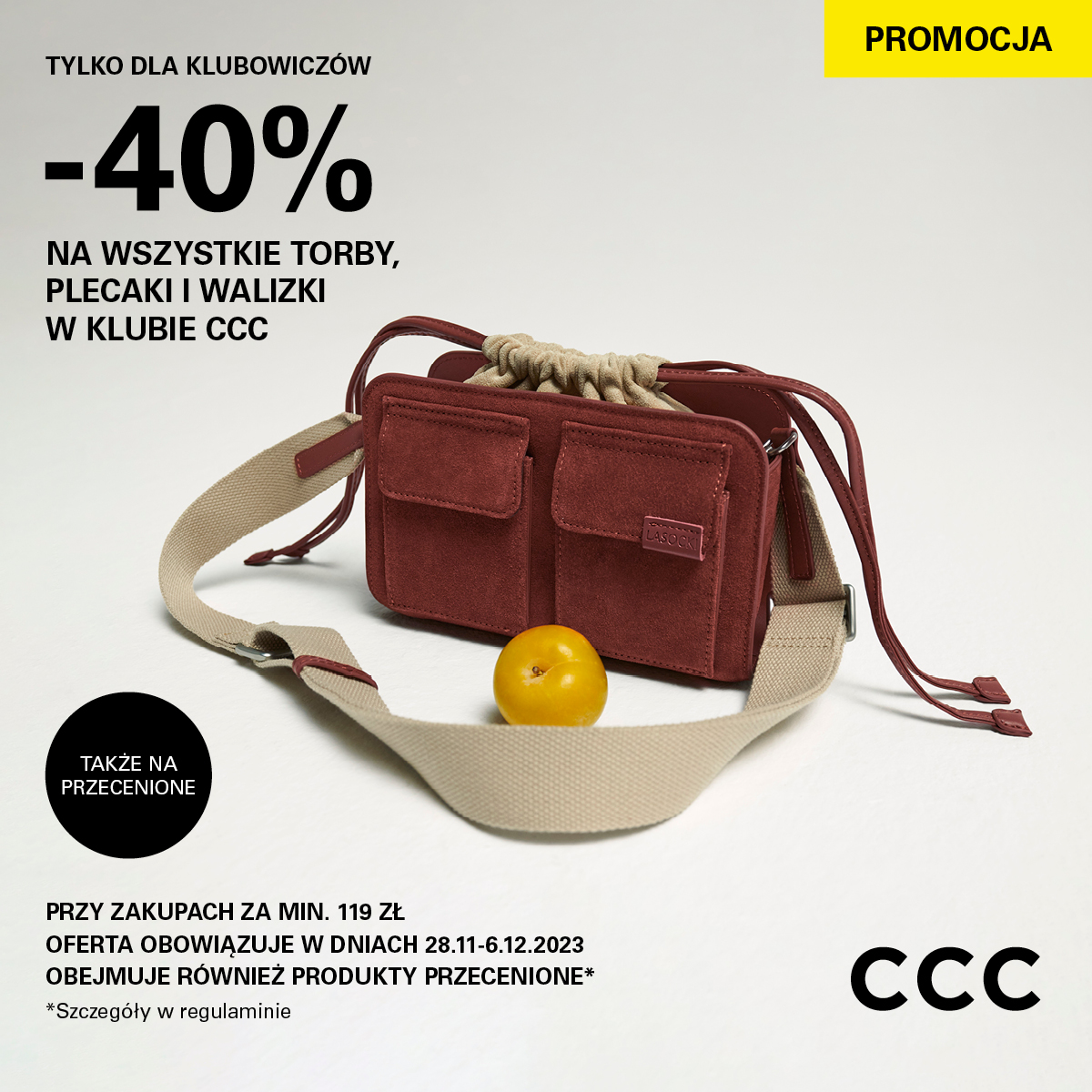 CCC: -40% na wszystkie torby, plecaki i walizki dla Klubowiczów